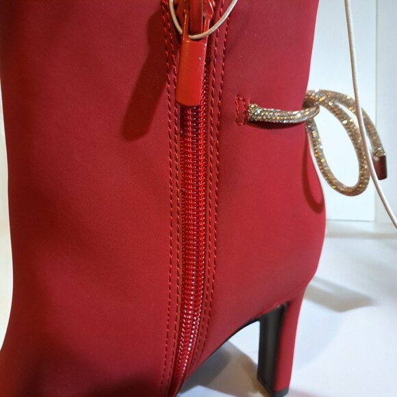 IMPO Tory Crystal Bow Ankle Bootie Red 5 ½ M NWOT. - Picture 6 of 12
